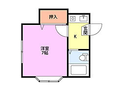 フレール元町 1Kの間取図画像