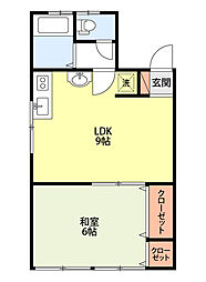 コーポ織音2 1DKの間取図画像