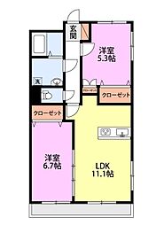 ローズベイ新潟南 2LDKの間取図画像