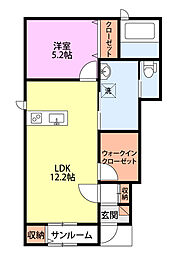 プチリュクス 1LDKの間取図画像