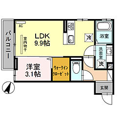 オリーブ2 1LDKの間取図画像