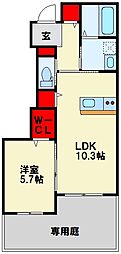 北九州都市モノレール小倉線 城野駅 徒歩5分の賃貸アパート 1階1LDKの間取り