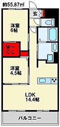 フローリィ279 2LDKの間取図画像