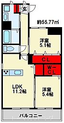 万玉ビル 2LDKの間取図画像