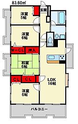 ルフラン東新町 4LDKの間取図画像