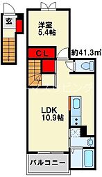 ラインハイム足立山D 1LDKの間取図画像