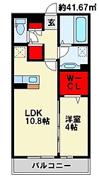 ドゥリヴェール 1LDKの間取図画像