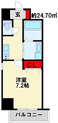 Bergamotto三萩野 1Kの間取図画像