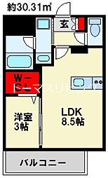 グランフォーレ小倉シティタワー 1LDKの間取図画像
