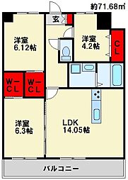 KSK南小倉コアプレイス 3LDKの間取図画像