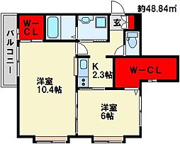 ラ・コルダ西小倉 2Kの間取図画像