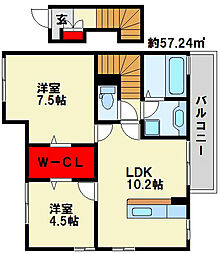 ボヌール 2LDKの間取図画像
