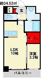 エンラージ・タワー 1LDKの間取図画像