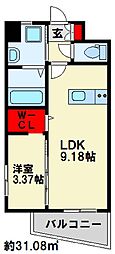 オーヴィジョンクラス浅香通り 1LDKの間取図画像