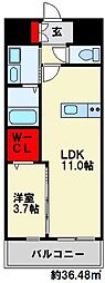 プレミア片野 1LDKの間取図画像