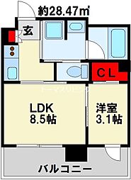 RJRプレシア西小倉駅前 1LDKの間取図画像