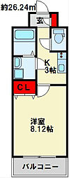 ベルガモット門司駅前 1Kの間取図画像