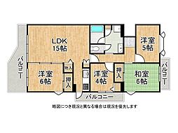 馬見第1住宅13号棟 4LDKの間取図画像