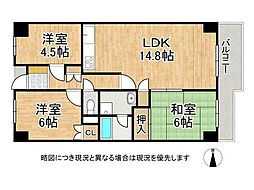 東急ドエル奈良パークビレジ7棟 3LDKの間取図画像