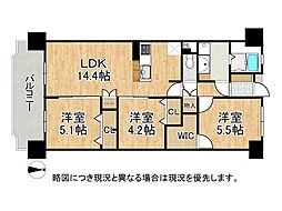 ユニライフ大和高田東館 3LDKの間取図画像
