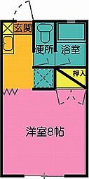 グリーンヒルズA 2階1Kの間取り