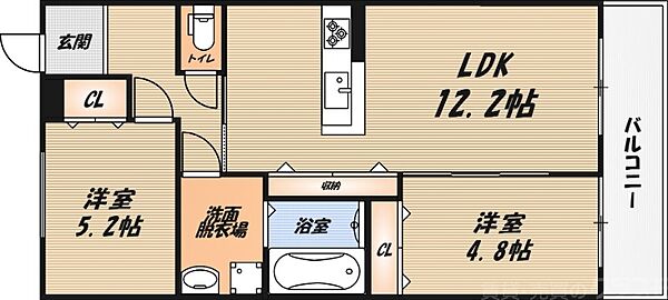 アーバンコート ｜大阪府高槻市大蔵司3丁目(賃貸アパート2LDK・3階・54.65㎡)の写真 その2