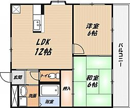 サンライズマンション 2LDKの間取図画像