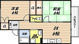 メゾンアサヒ2 2DKの間取図画像