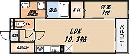 プランドール高槻 1LDKの間取図画像