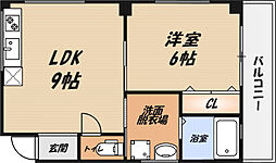 深沢ハイムB 1LDKの間取図画像