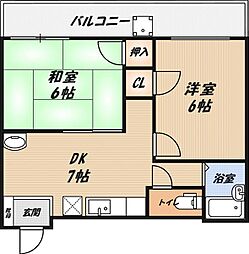 ハイネスゴールド 2DKの間取図画像