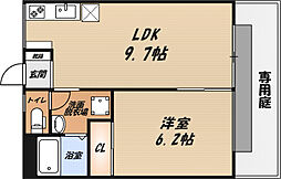 松下ハイツ 1LDKの間取図画像
