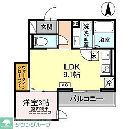 D-Sereno富士見町 2階1LDKの間取り