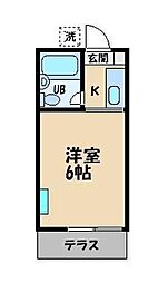 ハウスパストラル 2階ワンルームの間取り