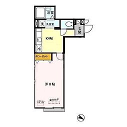 ヴェリタサクラーレ 3階1Kの間取り