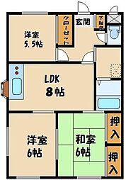 プロスパー1号館 2階3LDKの間取り