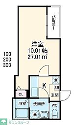 GRADUS川越 1階1Kの間取り
