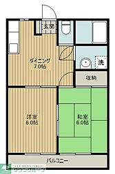 酒井コーポ 1階2DKの間取り
