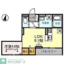グレイス 2階1LDKの間取り