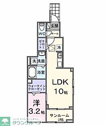 東武東上線 坂戸駅 徒歩7分の賃貸アパート 1階1LDKの間取り