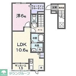 JR川越線 高麗川駅 徒歩5分の賃貸アパート 2階2LDKの間取り