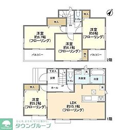 西武狭山線 下山口駅 徒歩13分の賃貸一戸建て 1階4LDKの間取り