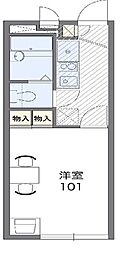 レオパレスビューテラス 2階1Kの間取り