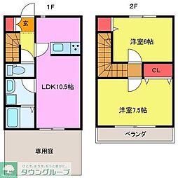 坂戸市千代田2丁目アパート 2LDKの間取図画像