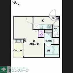 Jack unokiI 1Kの間取図画像