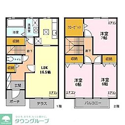 セーラム仙波B 3LDKの間取図画像