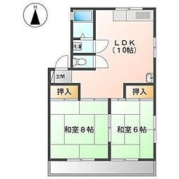 かわせみハウス 2LDKの間取図画像