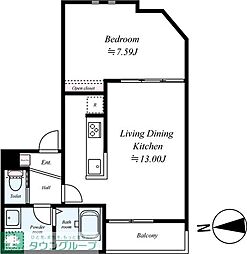 GRADUS所沢 1LDKの間取図画像