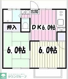スカイハイツ 2DKの間取図画像