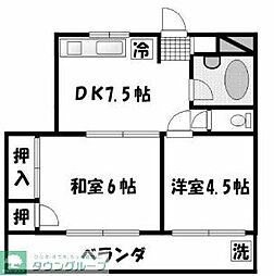 ベルトゥリー 2DKの間取図画像